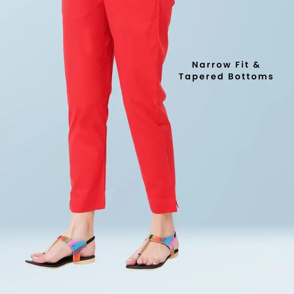 Chilly_Red_Cotton_Lycra_Stretch_Tech_Pants_For_Women_-_Ankle_Length_Solid_Trousers_With_2_Side_Pockets_-_Stylish_For_Office,_College,Work