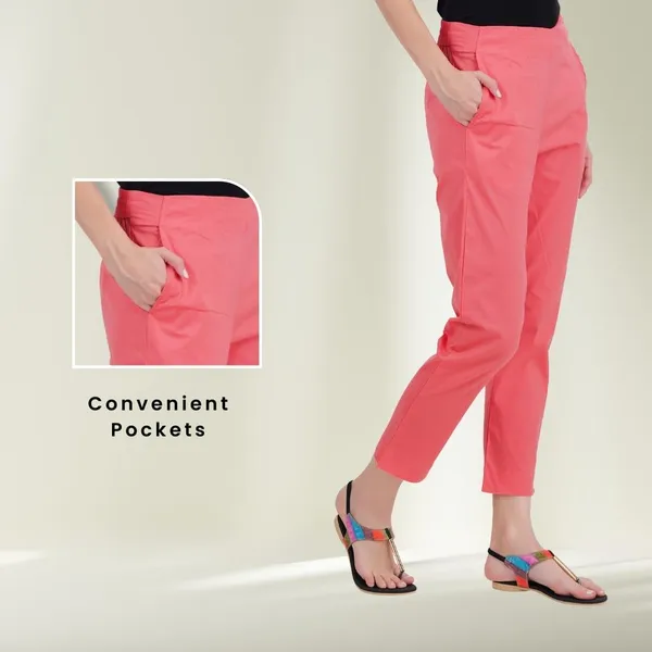 Deep_Sea_Coral_Cotton_Lycra_Stretch_Tech_Pants_For_Women_-_Ankle_Length_Solid_Trousers_With_2_Side_Pockets_-_Stylish_For_Office,_College,Work