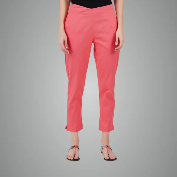 Deep_Sea_Coral_Cotton_Lycra_Stretch_Tech_Pants_For_Women_-_Ankle_Length_Solid_Trousers_With_2_Side_Pockets_-_Stylish_For_Office,_College,Work