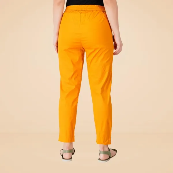 Fire_Yellow_Cotton_Lycra_Stretch_Tech_Pants_For_Women_-_Ankle_Length_Solid_Trousers_With_2_Side_Pockets_-_Stylish_For_Office,_College,Work