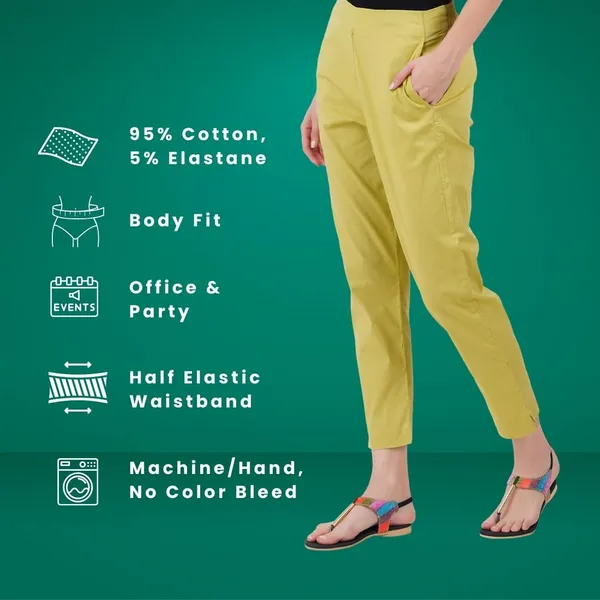 Green_Banana_Cotton_Lycra_Stretch_Tech_Pants_For_Women_-_Ankle_Length_Solid_Trousers_With_2_Side_Pockets_-_Stylish_For_Office,_College,Work
