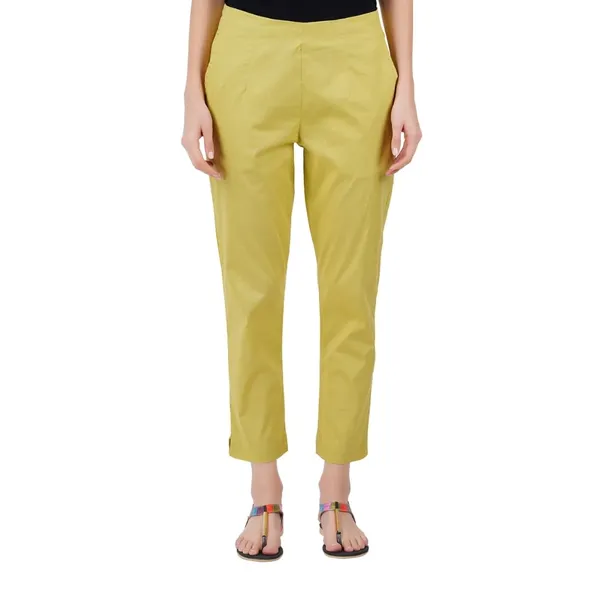 Green_Banana_Cotton_Lycra_Stretch_Tech_Pants_For_Women_-_Ankle_Length_Solid_Trousers_With_2_Side_Pockets_-_Stylish_For_Office,_College,Work