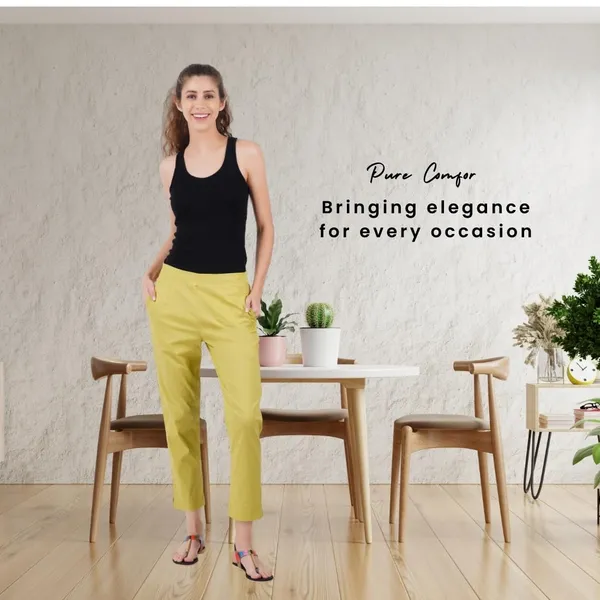 Green_Banana_Cotton_Lycra_Stretch_Tech_Pants_For_Women_-_Ankle_Length_Solid_Trousers_With_2_Side_Pockets_-_Stylish_For_Office,_College,Work