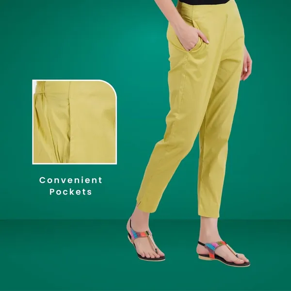Green_Banana_Cotton_Lycra_Stretch_Tech_Pants_For_Women_-_Ankle_Length_Solid_Trousers_With_2_Side_Pockets_-_Stylish_For_Office,_College,Work