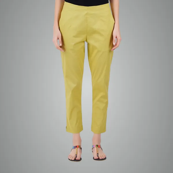 Green_Banana_Cotton_Lycra_Stretch_Tech_Pants_For_Women_-_Ankle_Length_Solid_Trousers_With_2_Side_Pockets_-_Stylish_For_Office,_College,Work