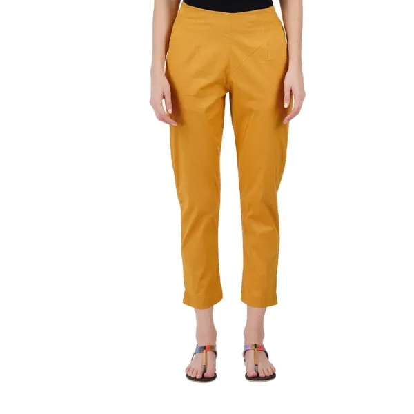 Honey_Mustard_Cotton_Lycra_Stretch_Tech_Pants_For_Women_-_Ankle_Length_Solid_Trousers_With_2_Side_Pockets_-_Stylish_For_Office,_College,Work