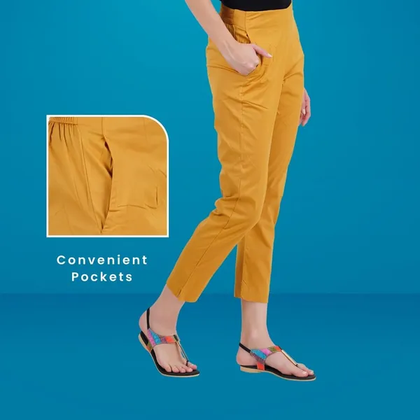 Honey_Mustard_Cotton_Lycra_Stretch_Tech_Pants_For_Women_-_Ankle_Length_Solid_Trousers_With_2_Side_Pockets_-_Stylish_For_Office,_College,Work