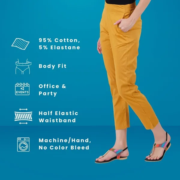 Honey_Mustard_Cotton_Lycra_Stretch_Tech_Pants_For_Women_-_Ankle_Length_Solid_Trousers_With_2_Side_Pockets_-_Stylish_For_Office,_College,Work