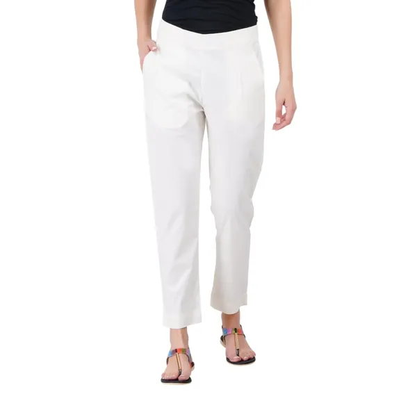 Off_White_Cotton_Lycra_Stretch_Tech_Pants_For_Women_-_Ankle_Length_Solid_Trousers_With_2_Side_Pockets_-_Stylish_For_Office,_College,Work