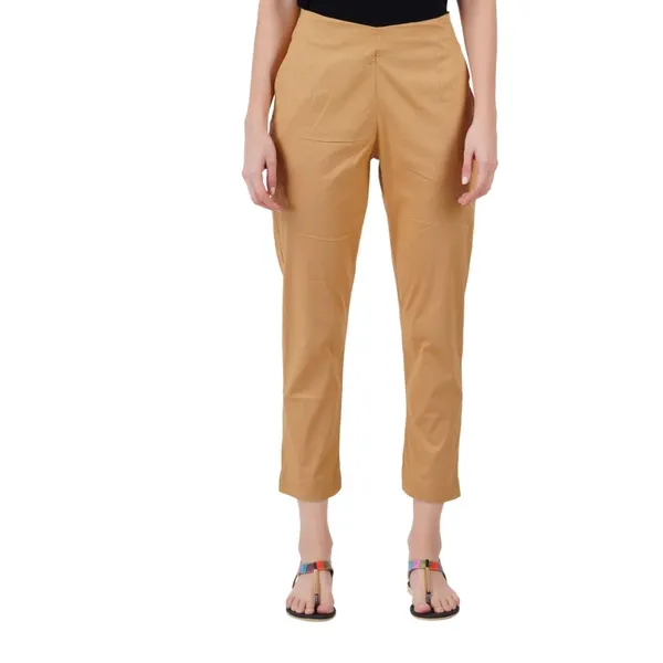 Tan_Cotton_Lycra_Stretch_Tech_Pants_For_Women_-_Ankle_Length_Solid_Trousers_With_2_Side_Pockets_-_Stylish_For_Office,_College,Work