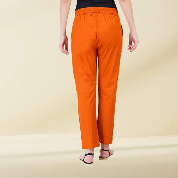 Burnt_Orange_Cotton_Lycra_Stretch_Tech_Pants_For_Women_-_Ankle_Length_Solid_Trousers_With_2_Side_Pockets_-_Stylish_For_Office,_College,Work