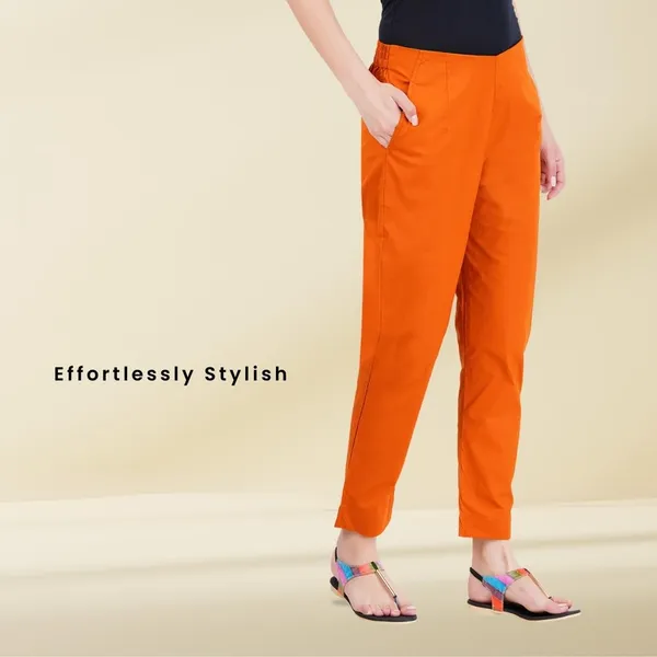 Burnt_Orange_Cotton_Lycra_Stretch_Tech_Pants_For_Women_-_Ankle_Length_Solid_Trousers_With_2_Side_Pockets_-_Stylish_For_Office,_College,Work