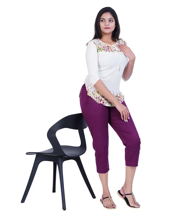 Beetroot_Stylish_Stretch_Lycra_Cotton_Cropped_Ankle_Trousers_Pant_For_Women,_Half-Elasticated_Waist,_Side_Zipper_&_Pocket,_Straight_Fit_Smart_Wear_-_Work_Office_Outdoor