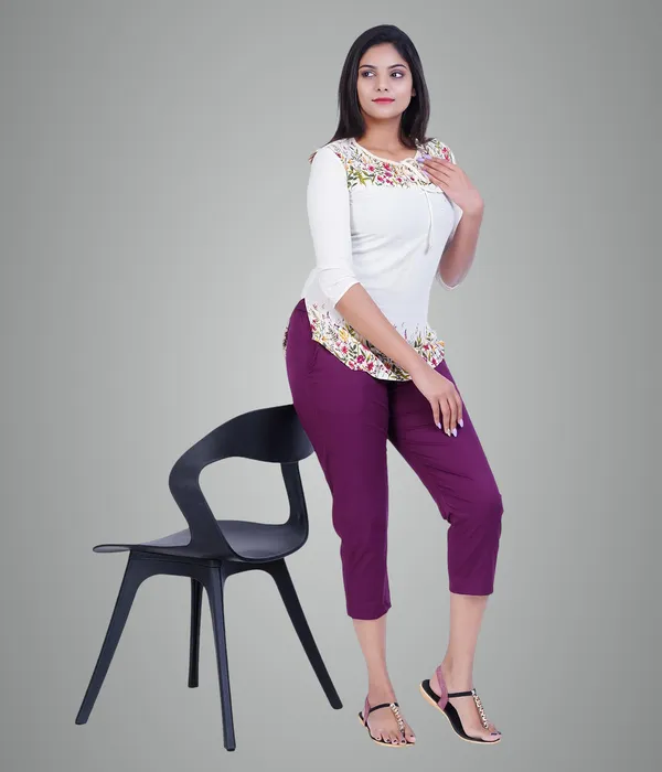 Beetroot_Stylish_Stretch_Lycra_Cotton_Cropped_Ankle_Trousers_Pant_For_Women,_Half-Elasticated_Waist,_Side_Zipper_&_Pocket,_Straight_Fit_Smart_Wear_-_Work_Office_Outdoor