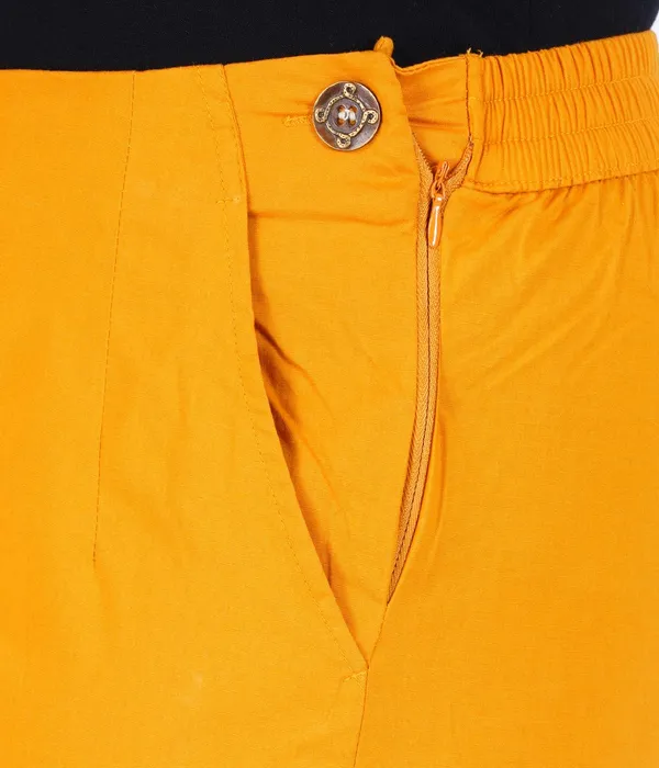 Fire_Yellow_Stylish_Stretch_Lycra_Cotton_Cropped_Ankle_Trousers_Pant_For_Women,_Half-Elasticated_Waist,_Side_Zipper_&_Pocket,_Straight_Fit_Smart_Wear_-_Work_Office_Outdoor