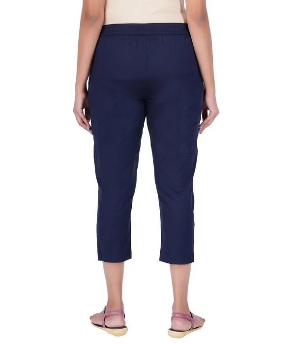 Midnight_Blue_Stylish_Stretch_Lycra_Cotton_Cropped_Ankle_Trousers_Pant_For_Women,_Half-Elasticated_Waist,_Side_Zipper_&_Pocket,_Straight_Fit_Smart_Wear_-_Work_Office_Outdoor
