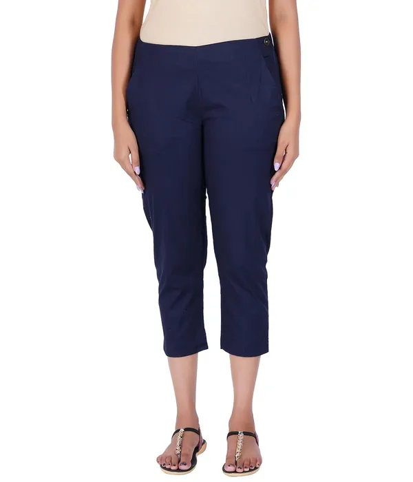 Midnight_Blue_Stylish_Stretch_Lycra_Cotton_Cropped_Ankle_Trousers_Pant_For_Women,_Half-Elasticated_Waist,_Side_Zipper_&_Pocket,_Straight_Fit_Smart_Wear_-_Work_Office_Outdoor