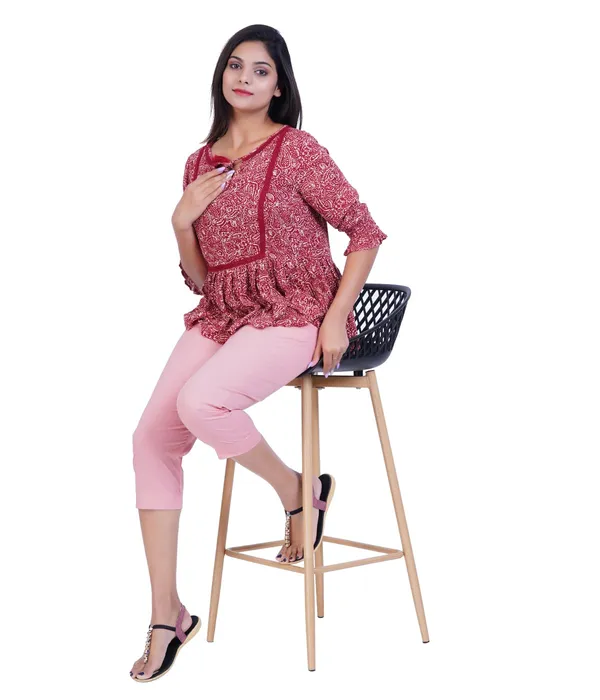 Peach_Pink_Stylish_Stretch_Lycra_Cotton_Cropped_Ankle_Trousers_Pant_For_Women,_Half-Elasticated_Waist,_Side_Zipper_&_Pocket,_Straight_Fit_Smart_Wear_-_Work_Office_Outdoor