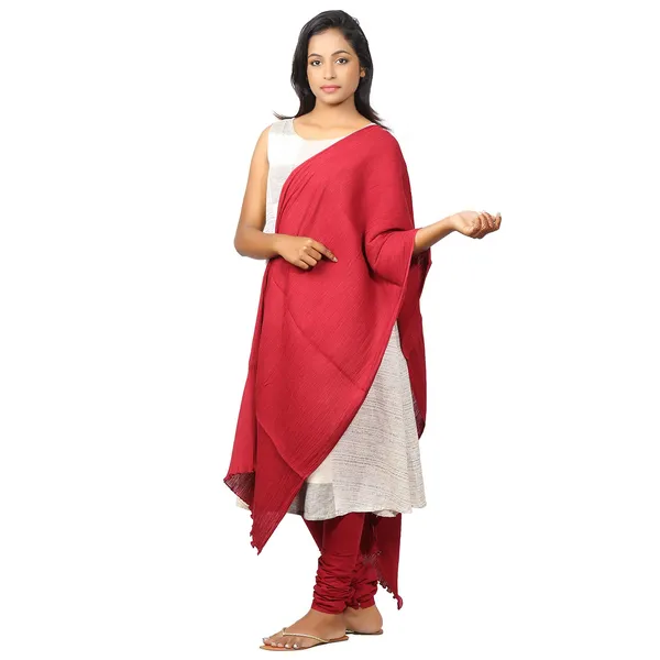 Burgundy_Maroon_Soft_100%_Cotton_Dupatta_-_Breathable_Plain_Solid_Colours_For_Women_-_25_Meter_Stylish_Lightweight_Shawl/Scarf_For_Everyday_Use