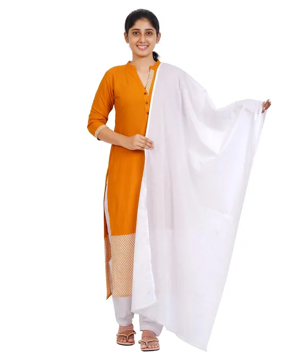 Blanco_White_Soft_100%_Cotton_Dupatta_-_Breathable_Plain_Solid_Colours_For_Women_-_25_Meter_Stylish_Lightweight_Shawl/Scarf_For_Everyday_Use