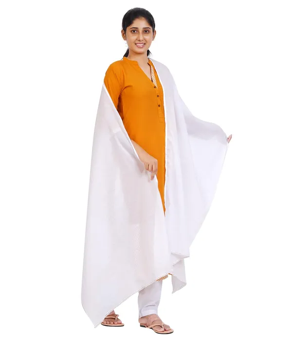 Blanco_White_Soft_100%_Cotton_Dupatta_-_Breathable_Plain_Solid_Colours_For_Women_-_25_Meter_Stylish_Lightweight_Shawl/Scarf_For_Everyday_Use