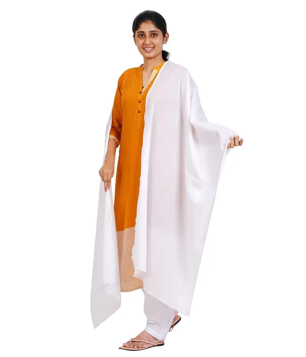 Blanco_White_Soft_100%_Cotton_Dupatta_-_Breathable_Plain_Solid_Colours_For_Women_-_25_Meter_Stylish_Lightweight_Shawl/Scarf_For_Everyday_Use