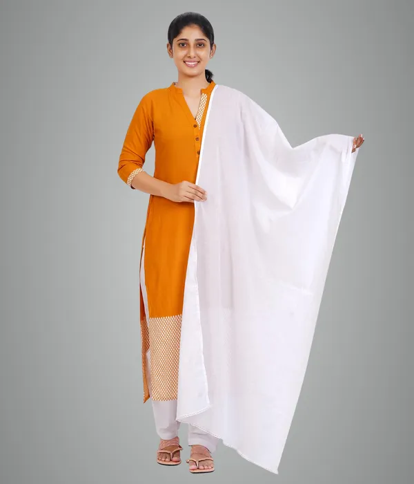 Blanco_White_Soft_100%_Cotton_Dupatta_-_Breathable_Plain_Solid_Colours_For_Women_-_25_Meter_Stylish_Lightweight_Shawl/Scarf_For_Everyday_Use