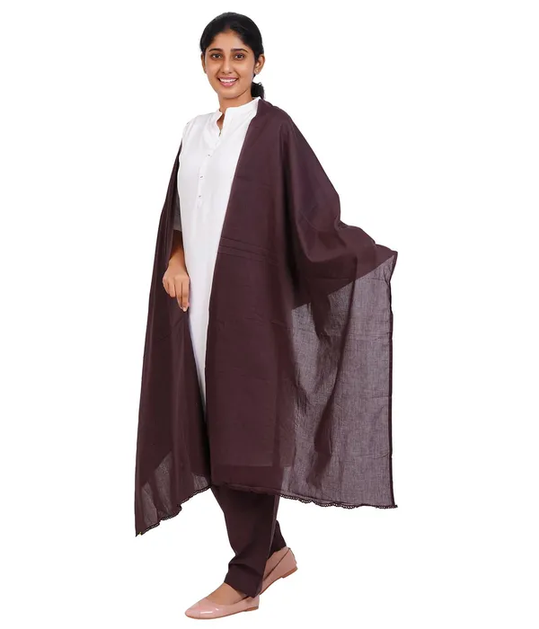 Coffee_Brown_Soft_100%_Cotton_Dupatta_-_Breathable_Plain_Solid_Colours_For_Women_-_25_Meter_Stylish_Lightweight_Shawl/Scarf_For_Everyday_Use