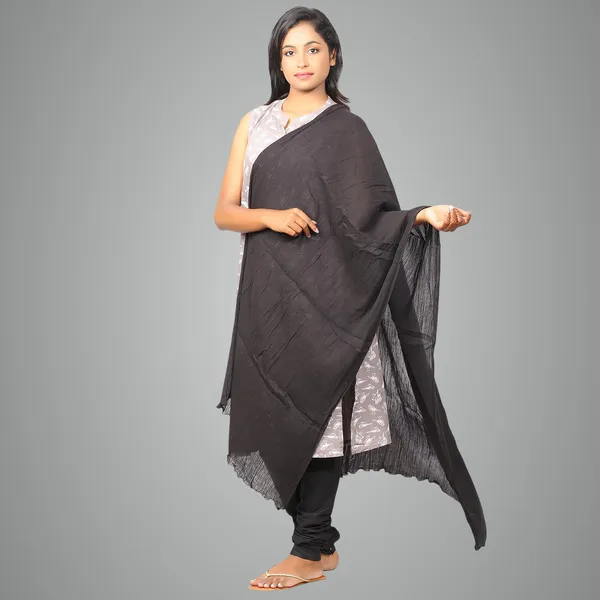Charcoal_Grey_Soft_100%_Cotton_Dupatta_-_Breathable_Plain_Solid_Colours_For_Women_-_25_Meter_Stylish_Lightweight_Shawl/Scarf_For_Everyday_Use