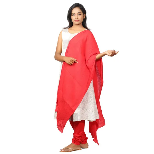 Chilly_Red_Soft_100%_Cotton_Dupatta_-_Breathable_Plain_Solid_Colours_For_Women_-_25_Meter_Stylish_Lightweight_Shawl/Scarf_For_Everyday_Use