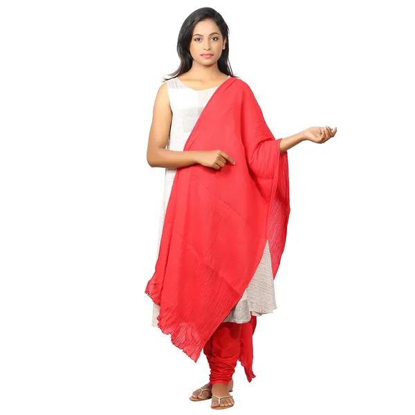 Chilly_Red_Soft_100%_Cotton_Dupatta_-_Breathable_Plain_Solid_Colours_For_Women_-_25_Meter_Stylish_Lightweight_Shawl/Scarf_For_Everyday_Use