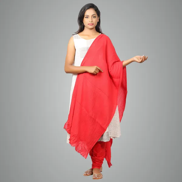 Chilly_Red_Soft_100%_Cotton_Dupatta_-_Breathable_Plain_Solid_Colours_For_Women_-_25_Meter_Stylish_Lightweight_Shawl/Scarf_For_Everyday_Use
