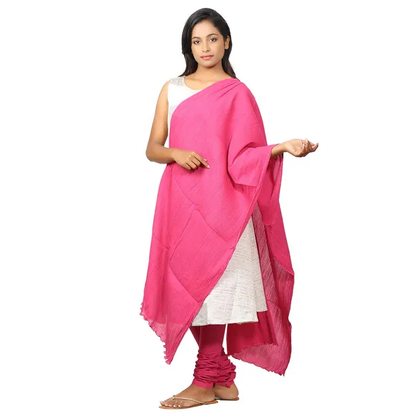 Fushia_Pink_Soft_100%_Cotton_Dupatta_-_Breathable_Plain_Solid_Colours_For_Women_-_25_Meter_Stylish_Lightweight_Shawl/Scarf_For_Everyday_Use