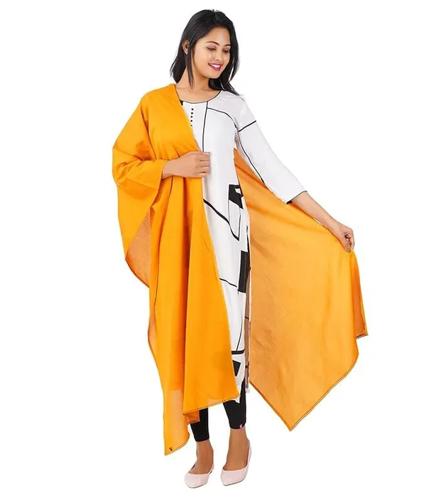 Fire_Yellow_Soft_100%_Cotton_Dupatta_-_Breathable_Plain_Solid_Colours_For_Women_-_25_Meter_Stylish_Lightweight_Shawl/Scarf_For_Everyday_Use