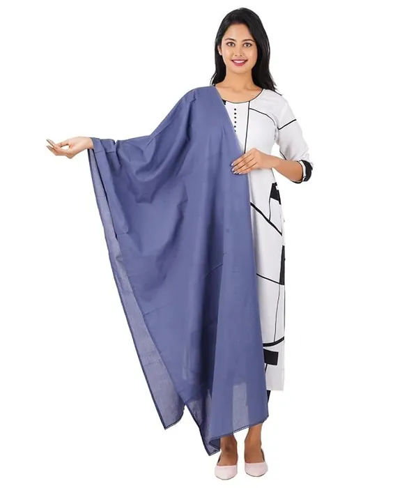 Indigo_Blue_Soft_100%_Cotton_Dupatta_-_Breathable_Plain_Solid_Colours_For_Women_-_25_Meter_Stylish_Lightweight_Shawl/Scarf_For_Everyday_Use