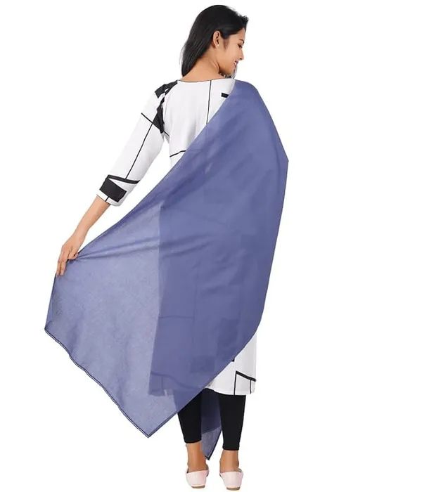 Indigo_Blue_Soft_100%_Cotton_Dupatta_-_Breathable_Plain_Solid_Colours_For_Women_-_25_Meter_Stylish_Lightweight_Shawl/Scarf_For_Everyday_Use