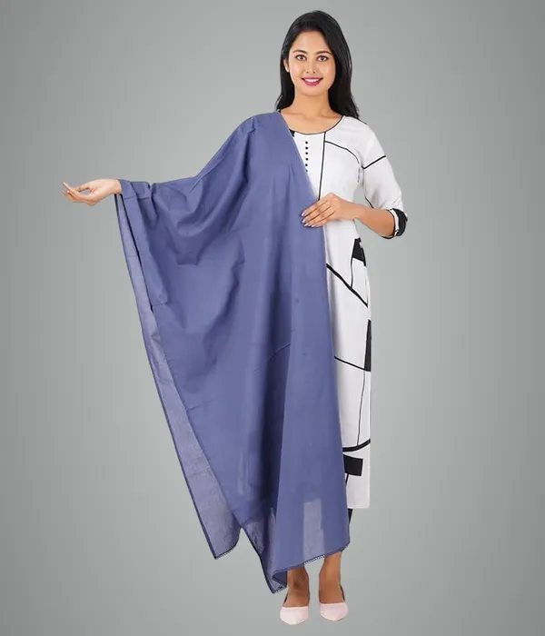 Indigo_Blue_Soft_100%_Cotton_Dupatta_-_Breathable_Plain_Solid_Colours_For_Women_-_25_Meter_Stylish_Lightweight_Shawl/Scarf_For_Everyday_Use