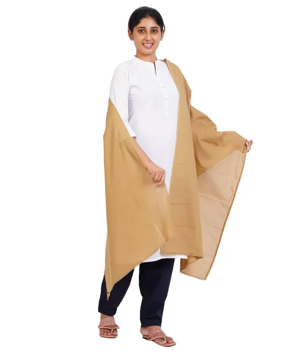Sand_Khaki_Soft_100%_Cotton_Dupatta_-_Breathable_Plain_Solid_Colours_For_Women_-_25_Meter_Stylish_Lightweight_Shawl/Scarf_For_Everyday_Use