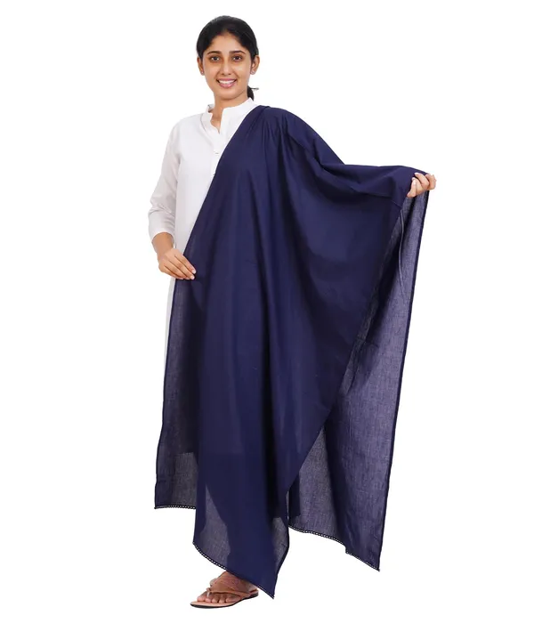 Midnight_Blue_Soft_100%_Cotton_Dupatta_-_Breathable_Plain_Solid_Colours_For_Women_-_25_Meter_Stylish_Lightweight_Shawl/Scarf_For_Everyday_Use