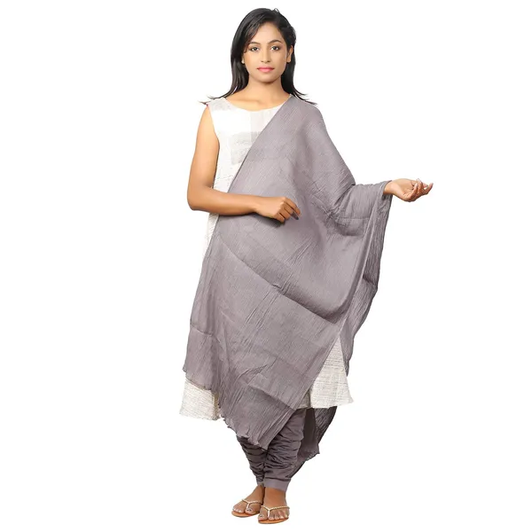 Steel_Grey_Soft_100%_Cotton_Dupatta_-_Breathable_Plain_Solid_Colours_For_Women_-_25_Meter_Stylish_Lightweight_Shawl/Scarf_For_Everyday_Use