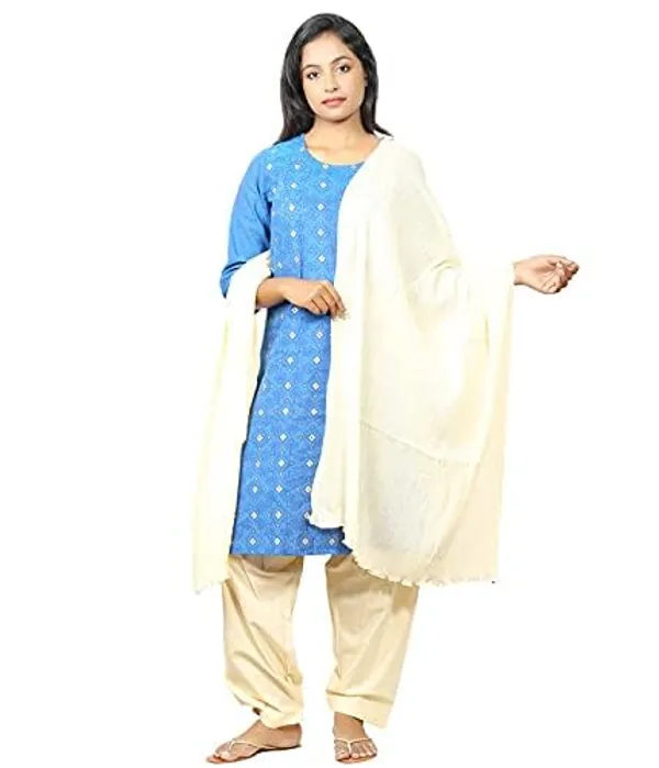 Cream_Soft_100%_Cotton_Dupatta_-_Breathable_Plain_Solid_Colours_For_Women_-_25_Meter_Stylish_Lightweight_Shawl/Scarf_For_Everyday_Use