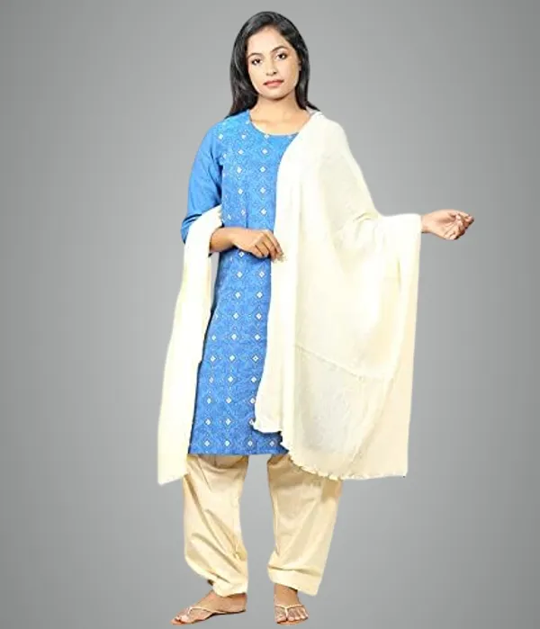 Cream_Soft_100%_Cotton_Dupatta_-_Breathable_Plain_Solid_Colours_For_Women_-_25_Meter_Stylish_Lightweight_Shawl/Scarf_For_Everyday_Use