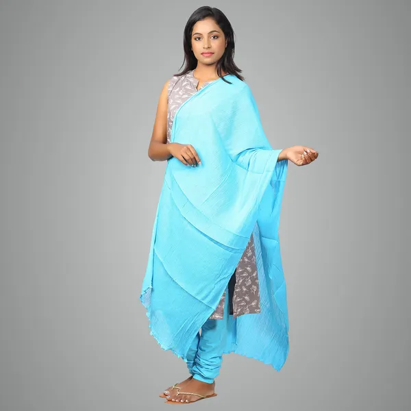 Turq_Blue_Soft_100%_Cotton_Dupatta_-_Breathable_Plain_Solid_Colours_For_Women_-_25_Meter_Stylish_Lightweight_Shawl/Scarf_For_Everyday_Use