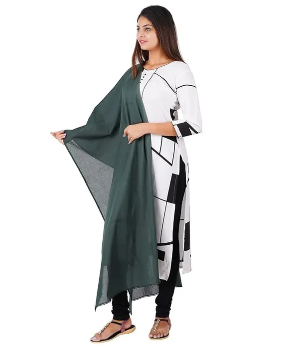 Trekking_Green_Soft_100%_Cotton_Dupatta_-_Breathable_Plain_Solid_Colours_For_Women_-_25_Meter_Stylish_Lightweight_Shawl/Scarf_For_Everyday_Use