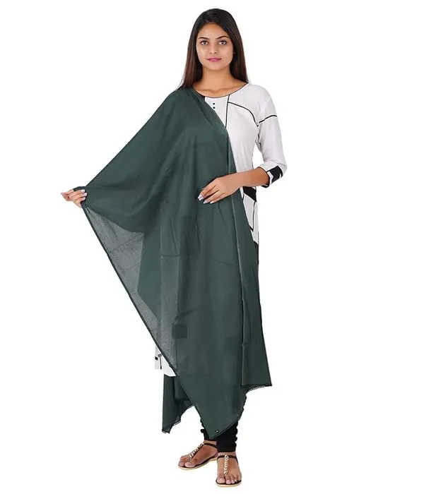 Trekking_Green_Soft_100%_Cotton_Dupatta_-_Breathable_Plain_Solid_Colours_For_Women_-_25_Meter_Stylish_Lightweight_Shawl/Scarf_For_Everyday_Use