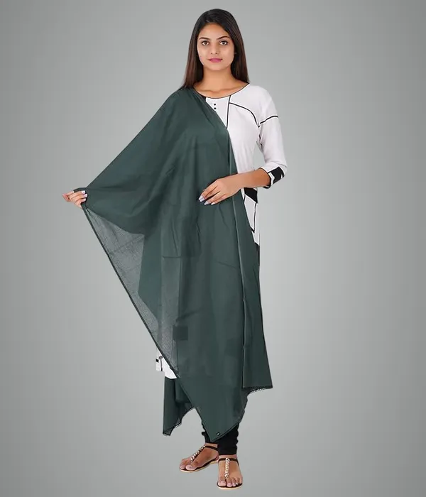 Trekking_Green_Soft_100%_Cotton_Dupatta_-_Breathable_Plain_Solid_Colours_For_Women_-_25_Meter_Stylish_Lightweight_Shawl/Scarf_For_Everyday_Use