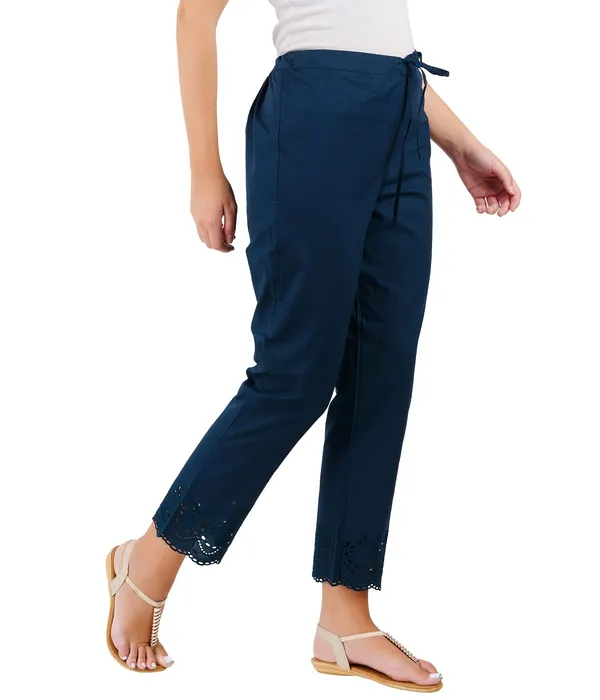 Bottle_Green_Ethnic_Hokaba_Work_100%_Cotton_Pant_For_Women,_Crafted_Stylish_Trouser,_Drawstring_Comfort_-_For_Office,_Party_&_Outdoor_Wear
