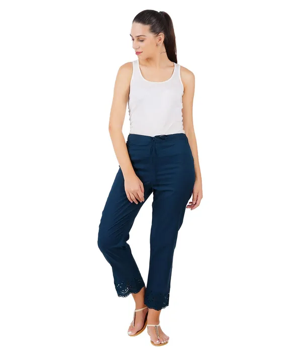 Bottle_Green_Ethnic_Hokaba_Work_100%_Cotton_Pant_For_Women,_Crafted_Stylish_Trouser,_Drawstring_Comfort_-_For_Office,_Party_&_Outdoor_Wear