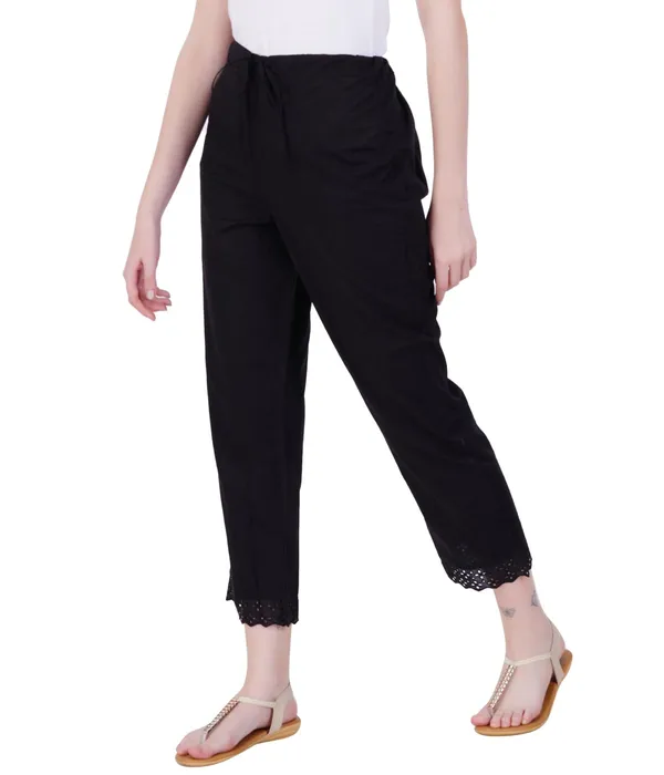 Black_Ethnic_Hokaba_Work_100%_Cotton_Pant_For_Women,_Crafted_Stylish_Trouser,_Drawstring_Comfort_-_For_Office,_Party_&_Outdoor_Wear