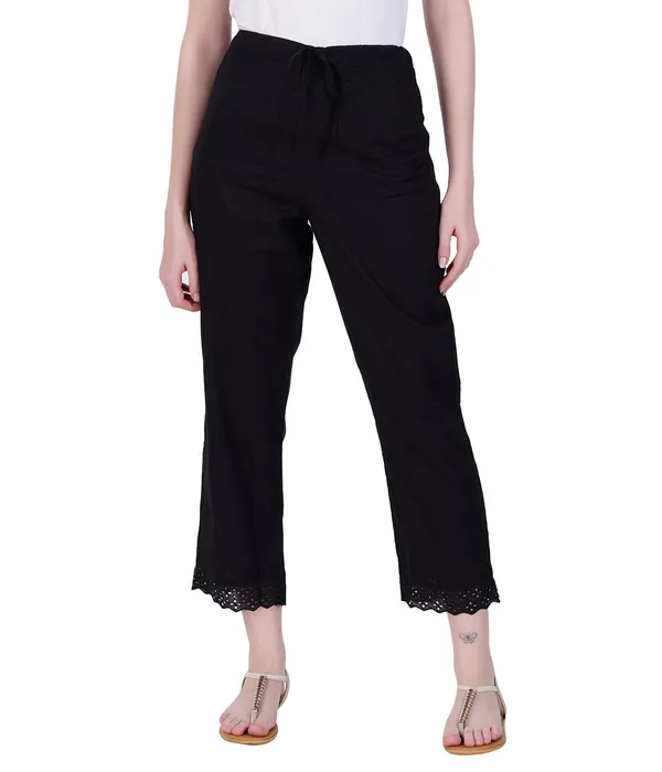 Black_Ethnic_Hokaba_Work_100%_Cotton_Pant_For_Women,_Crafted_Stylish_Trouser,_Drawstring_Comfort_-_For_Office,_Party_&_Outdoor_Wear